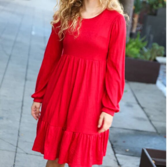HAPTICS Lady In Red Hacci Fit & Flare Ruffle Dress 2X - Picture 4 of 7